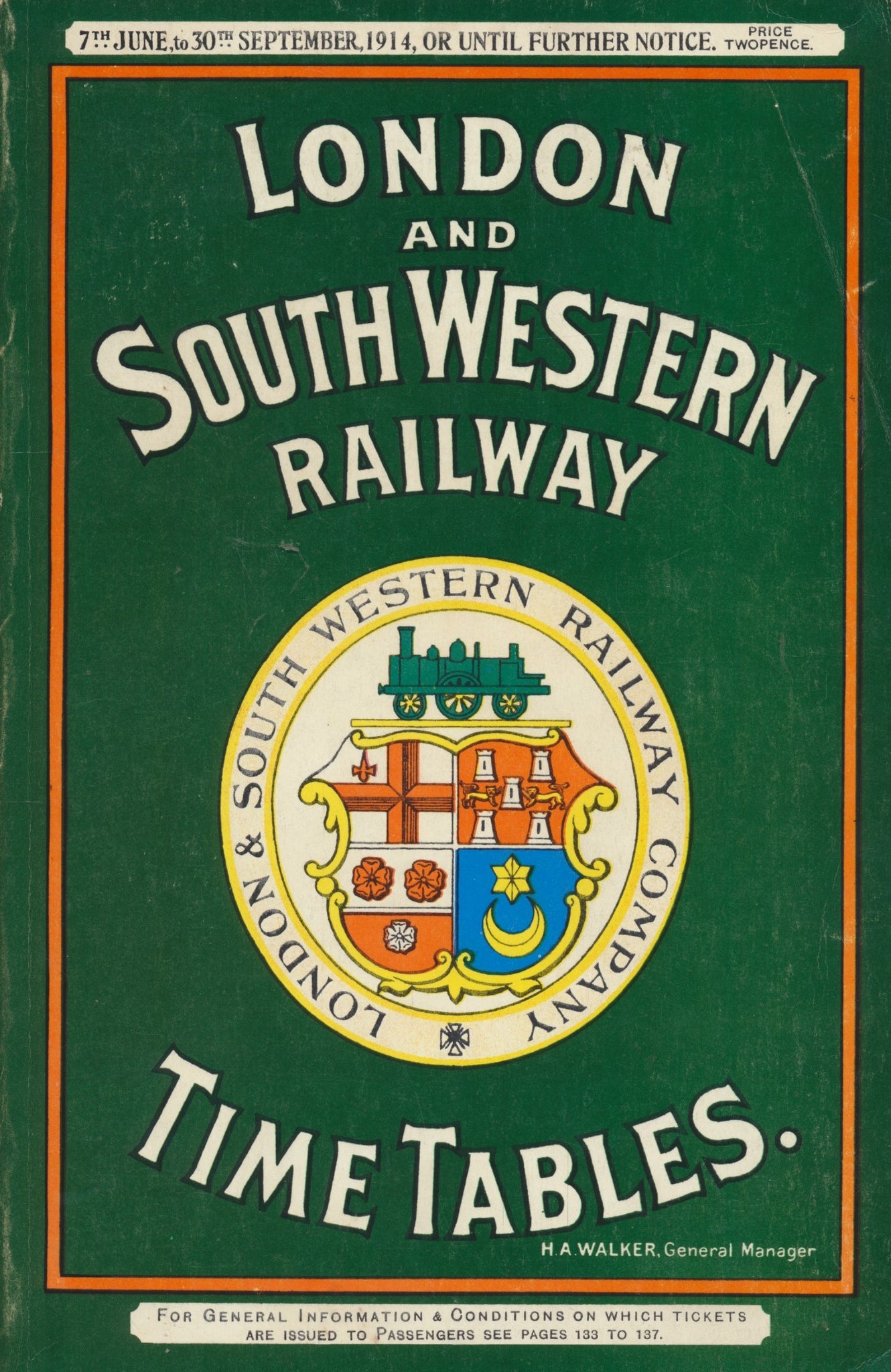 London And South Western Railway Timetables For June- September 1914