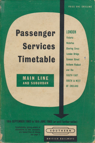 British Railways Passenger Timetable Southern Region 10-9-62 to 16-6-63