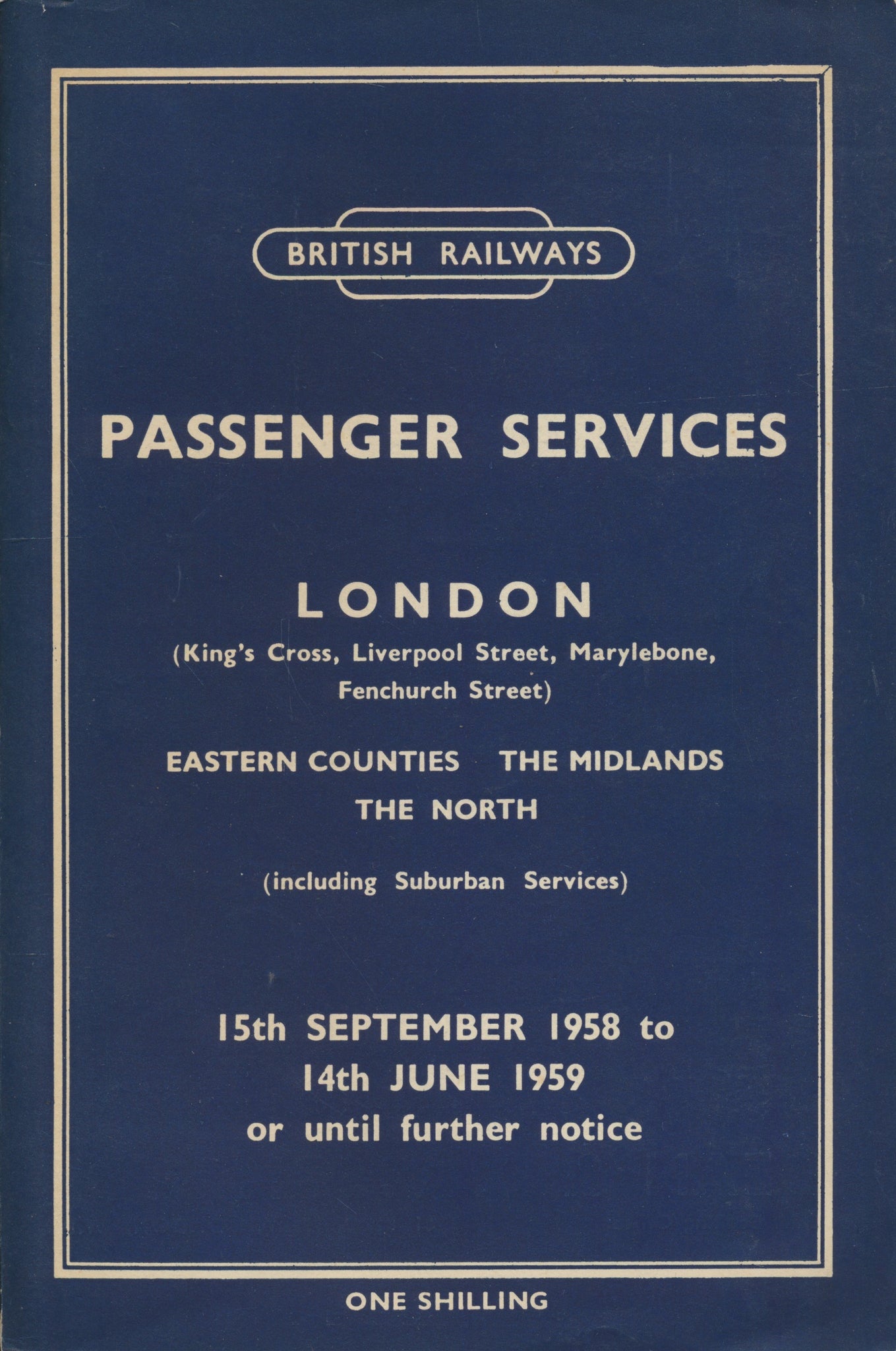 Eastern Region Passenger Services Timetable (Winter 1958/59)