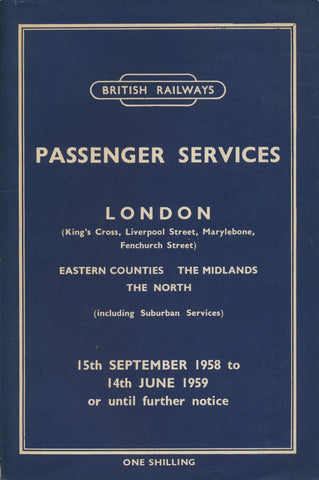 Eastern Region Passenger Services Timetable (Winter 1958/59)