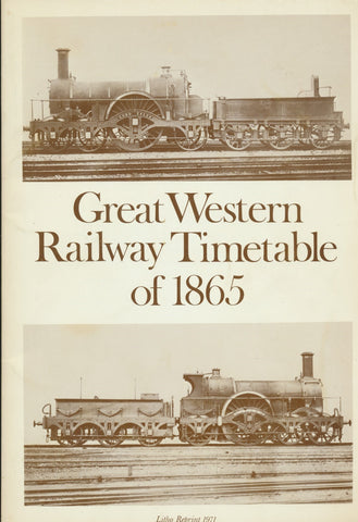 Great Western Railway Timetable of 1865